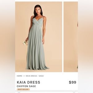 Birdy grey sage green Kaia dress chiffon